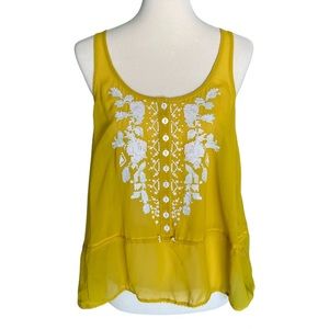 Kimchi Blue sheer tank with embroidery detail. size sm.